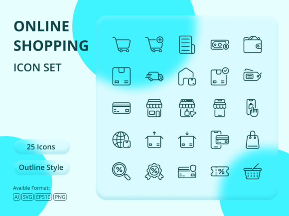 Download Online Shopping Icon Set Outline Style - Icon set Collection