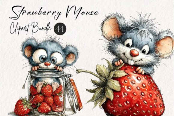Download Strawberry Mouse PNG Clipart Bundle - Mouse Collection